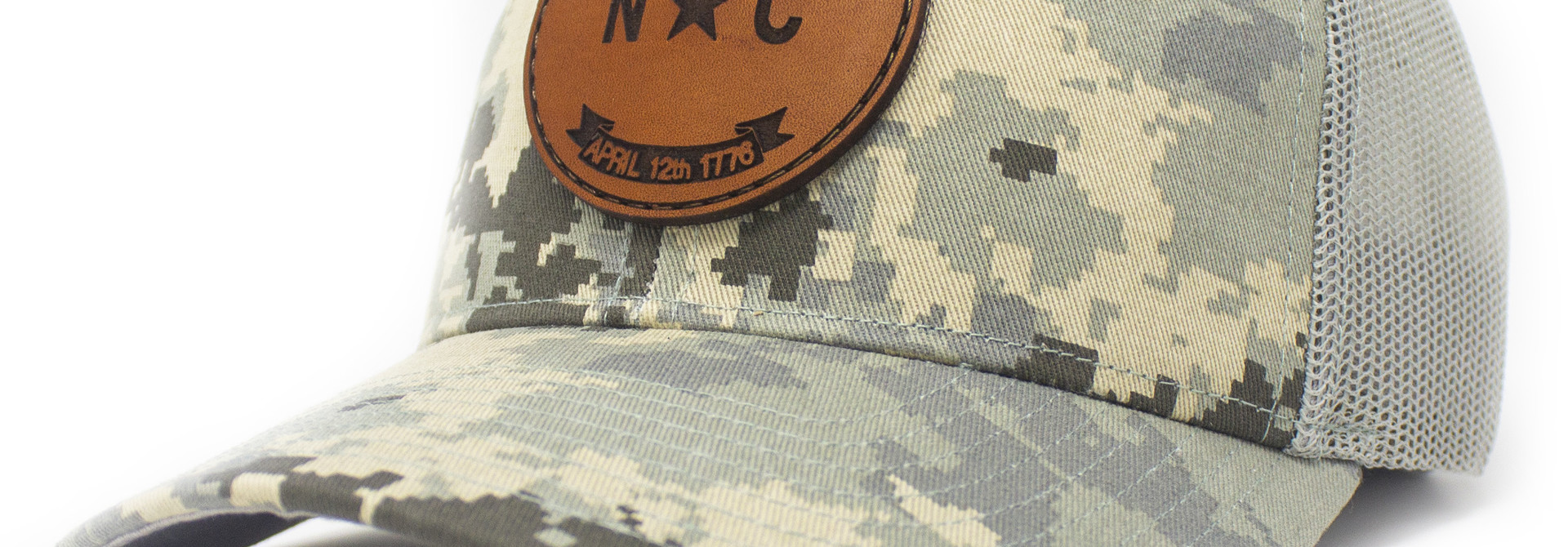 North Carolina Flag Patch Trucker Hat Military Digital Camo/Light Green
