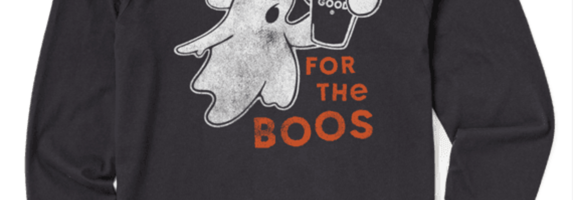 M's Here for the Boos Long Sleeve Crusher Tee, Jet Black