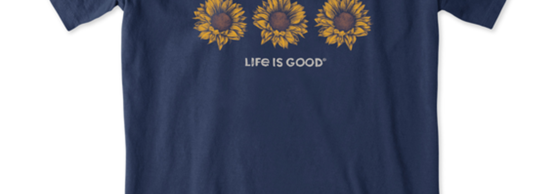 W's Three Sunflowers Short Sleeve Vee, Darkest Blue