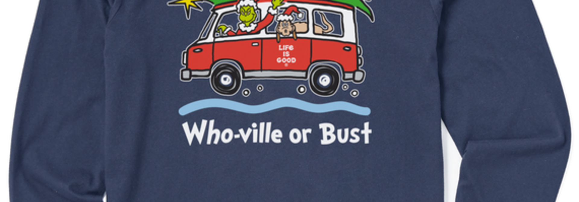 M's Grinch and Max Who-Ville or Bust Long Sleeve Crusher Tee, Darkest Blue