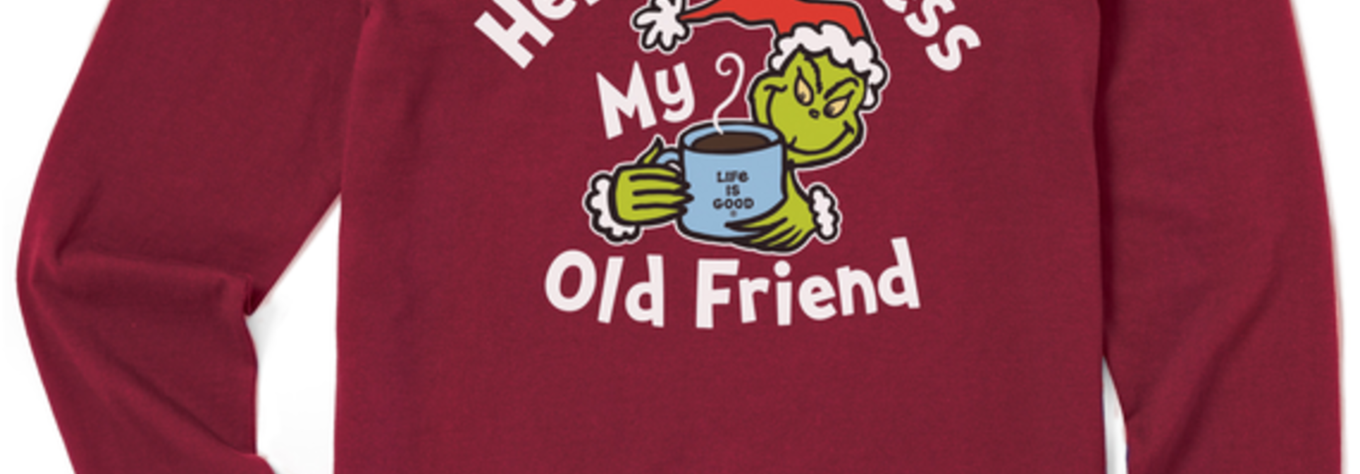 W's The Grinch Hello Darkness Long Sleeve Crusher Tee, Cranberry Red