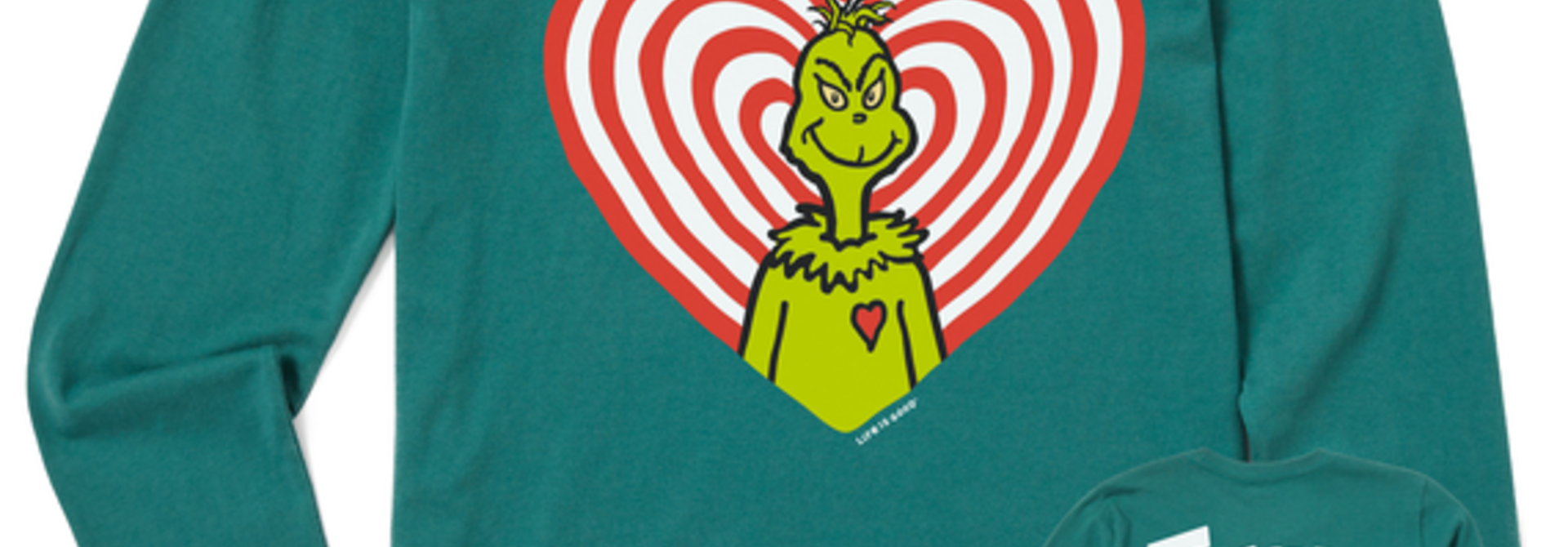 W's Grinch Turn Up the Love Long Sleeve Crusher Tee, Spruce Green