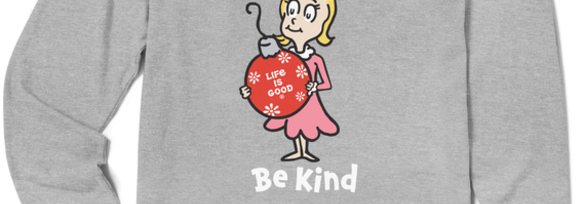W's Cindy-Lou Be Kind Long Sleeve Crusher Tee, Heather Gray