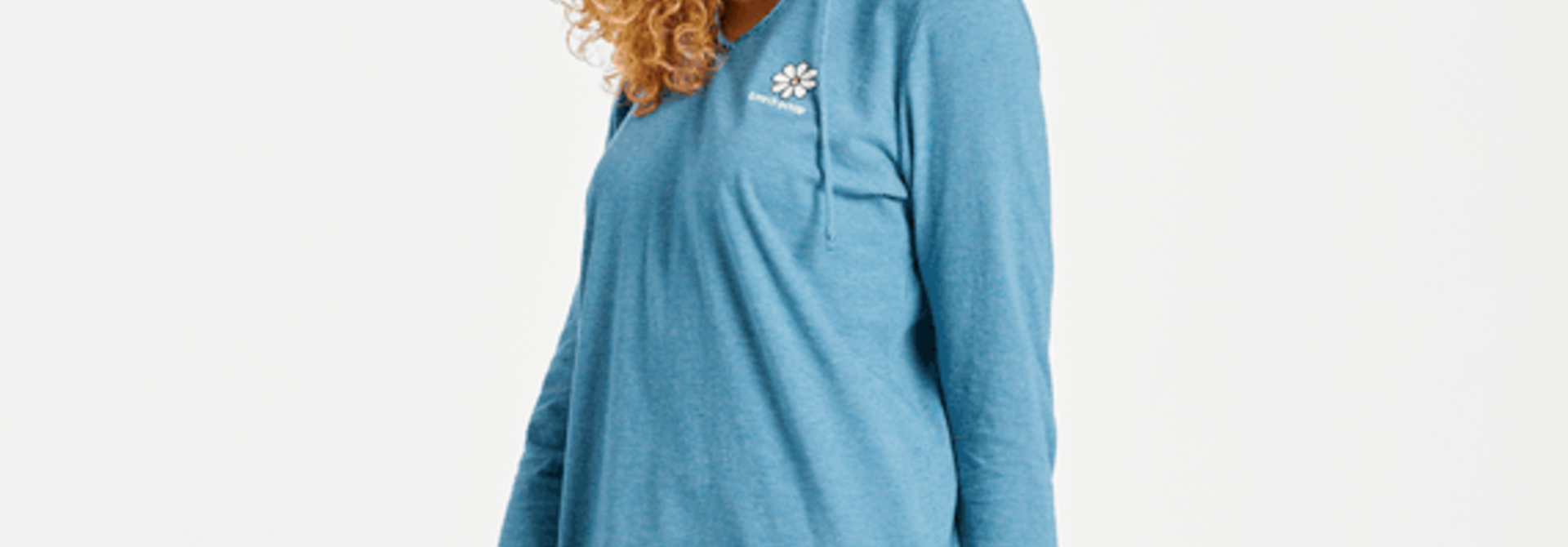 W's LIG Daisy Crusher-Lite Long Sleeve Striped Hooded Tee, Persian Blue