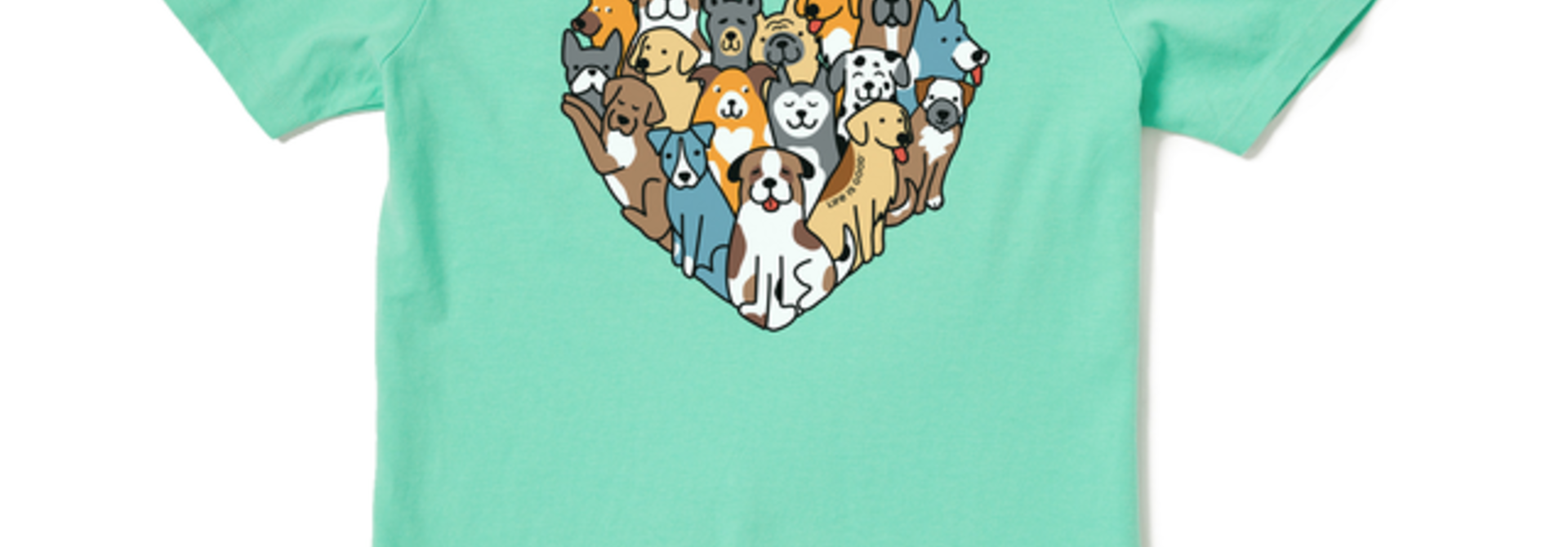 W's Heart of Dogs Short Sleeve Vee, Spruce Green