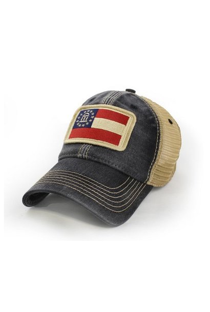 Georgia State Flag Trucker Hat, Black