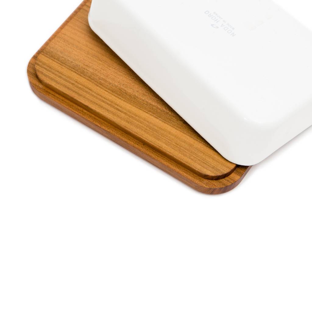 Saikai Enamel Butter Case with Wood Base by Noda Horo