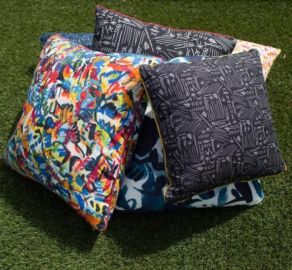 electra eggleston Cairo Limestone 22" Pillow with Red Twill Piping (12" repeat)