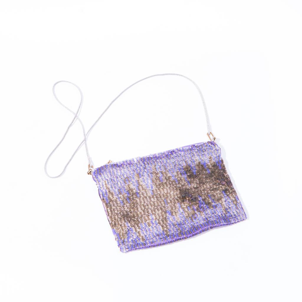 Violet/ Gold Hand Sequinned Purse