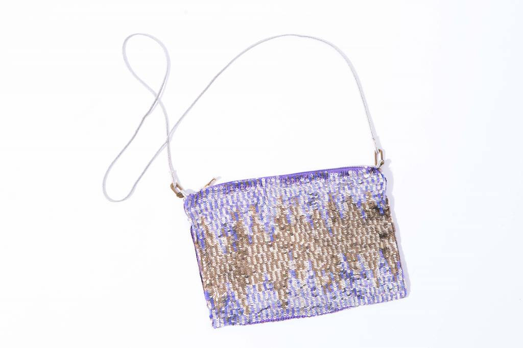 Violet/ Gold Hand Sequinned Purse