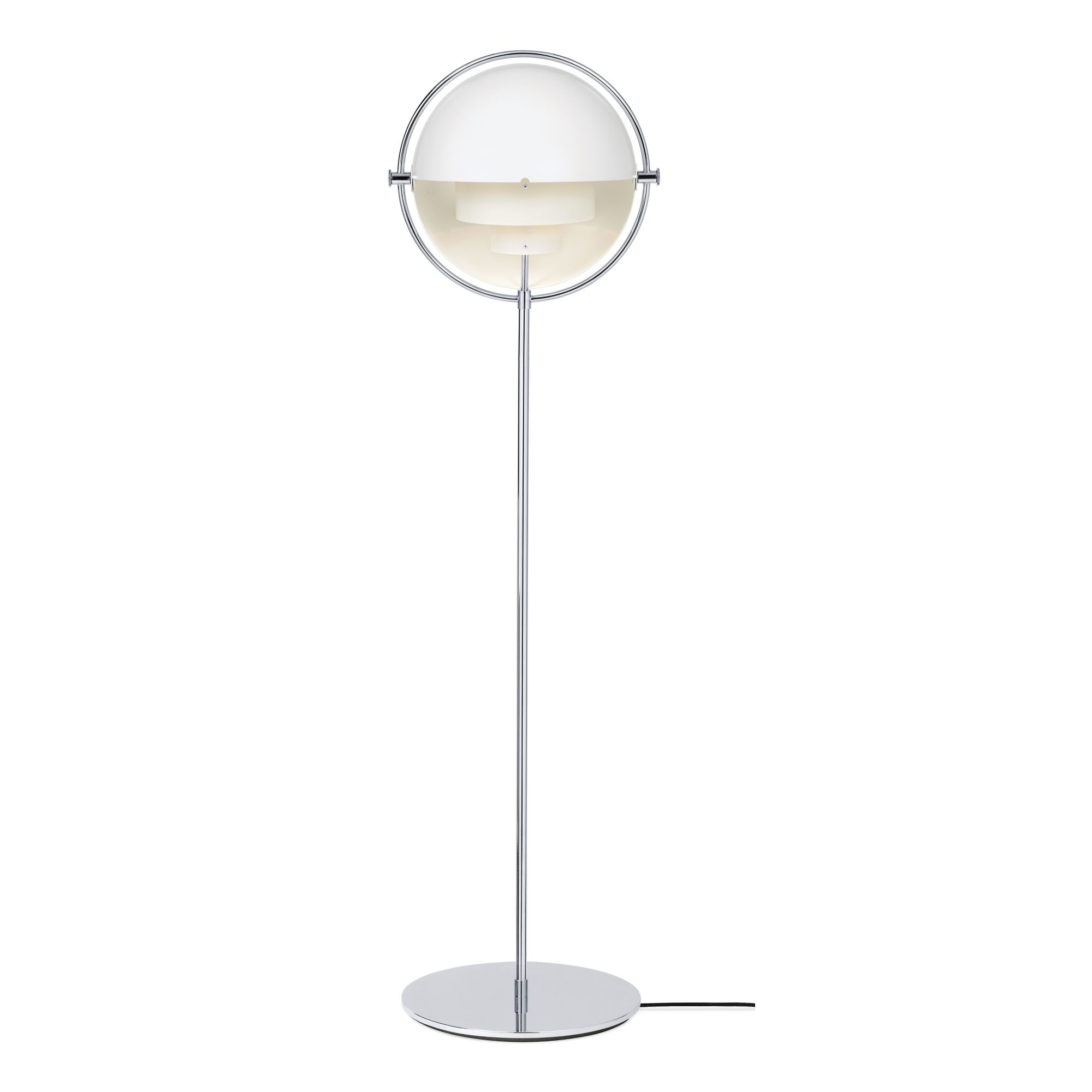 Gubi Multi-Lite Floor Lamp, Chrome Base, White Semi Matt Shade, US