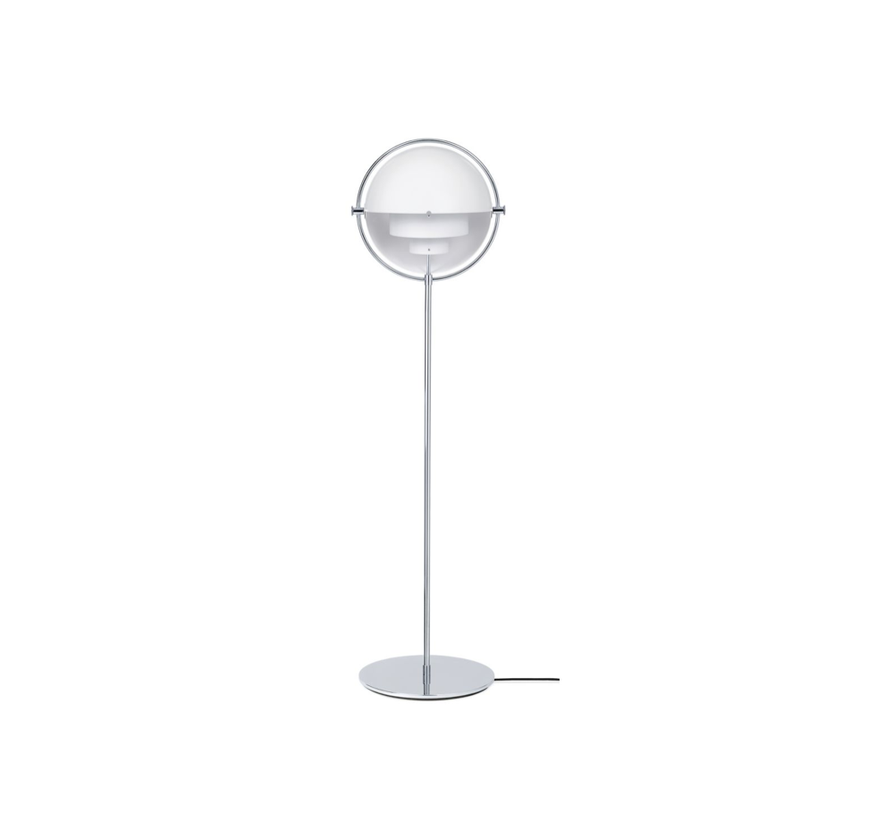 Gubi Multi-Lite Floor Lamp, Chrome Base, White Semi Matt Shade, US