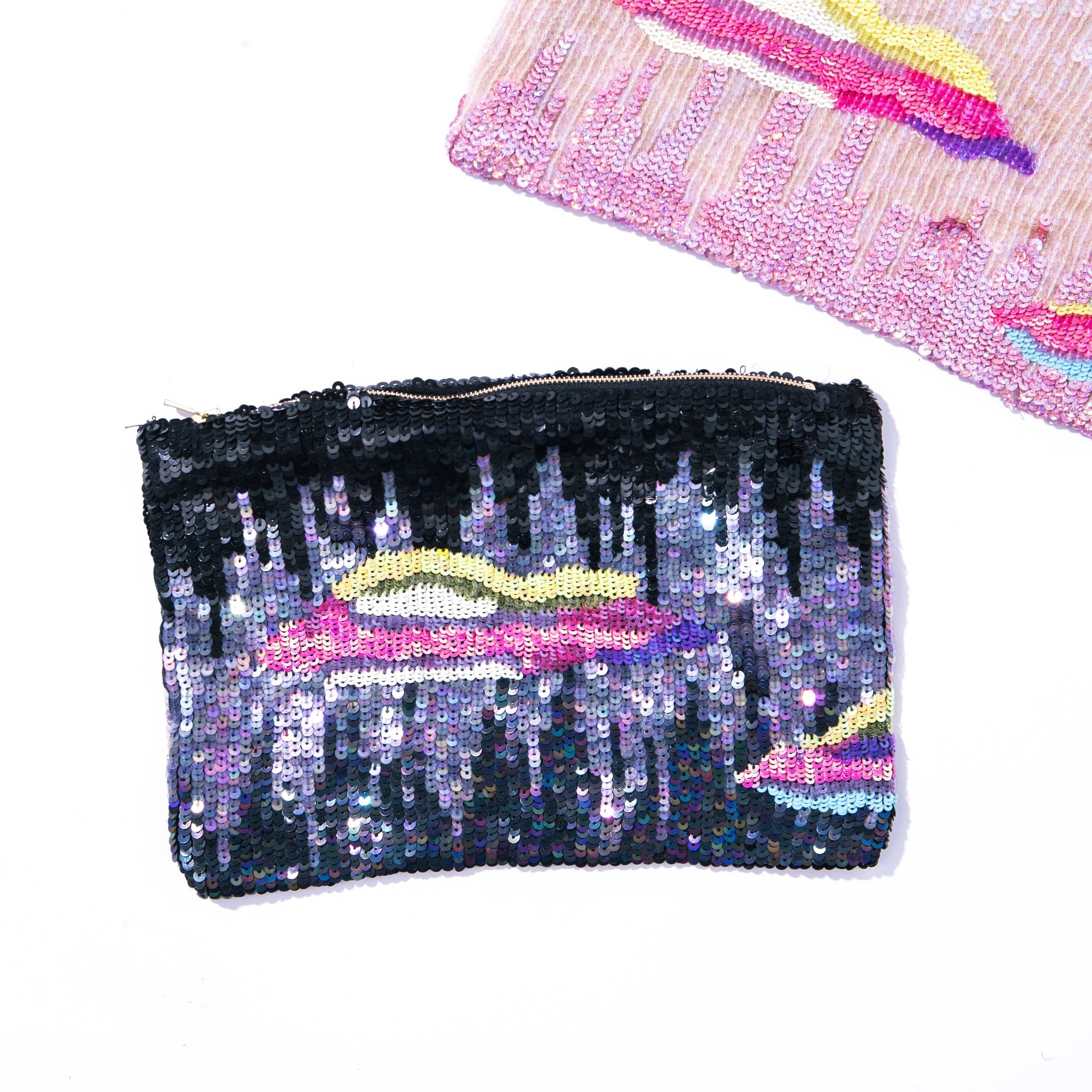 Floating Clouds Hand-Sequined Pouch