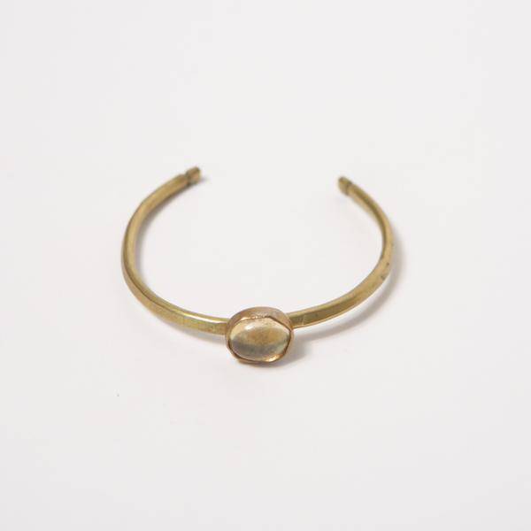 Hammered Brass Stone Cuff