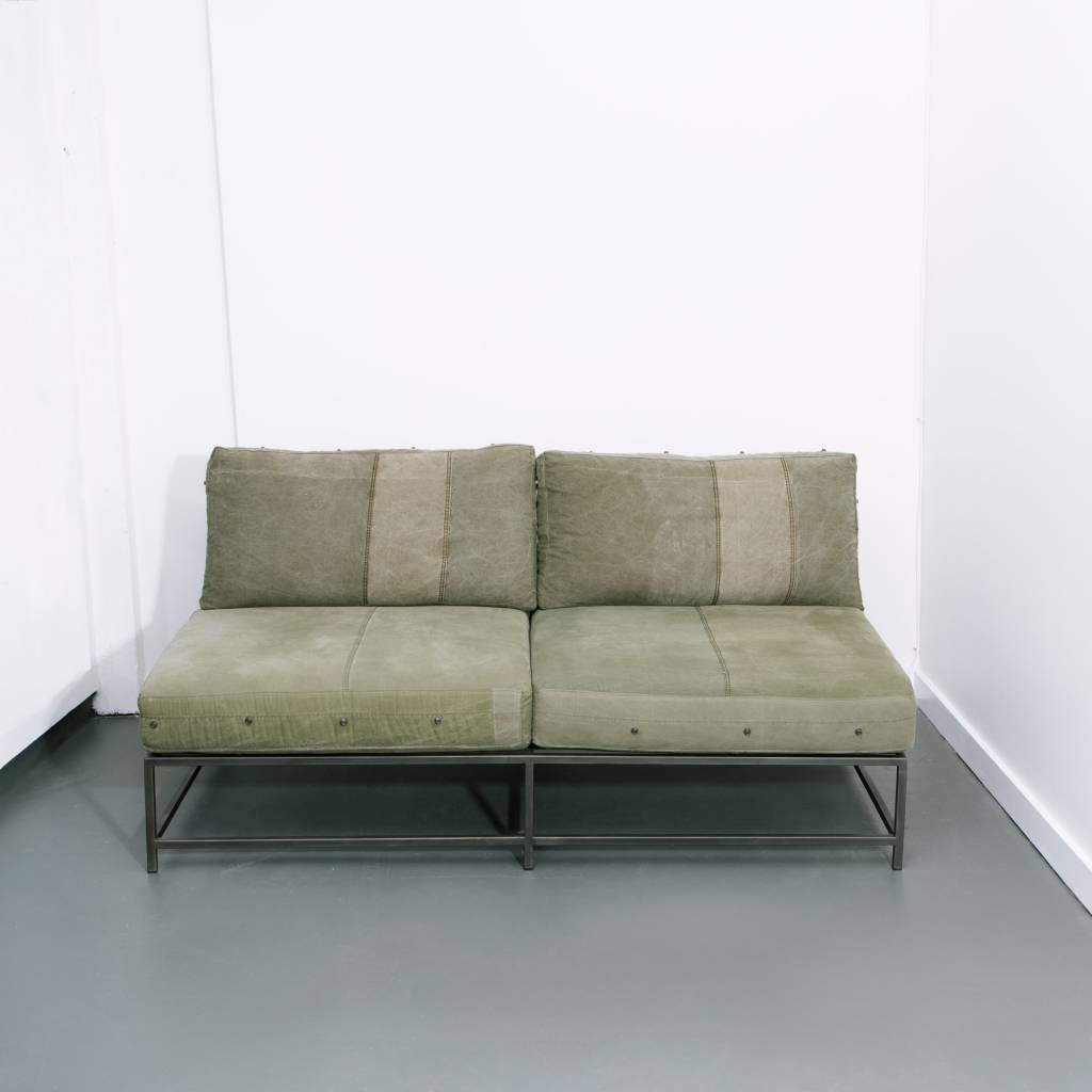Stephen Kenn Inheritence Collection Love Seat, Canvas Military Fabric