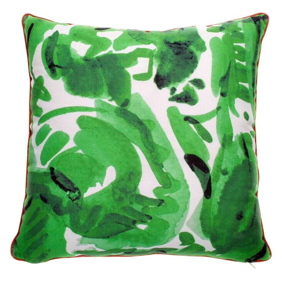 electra eggleston Havana Verde 22" Pillow with Red Twill Piping