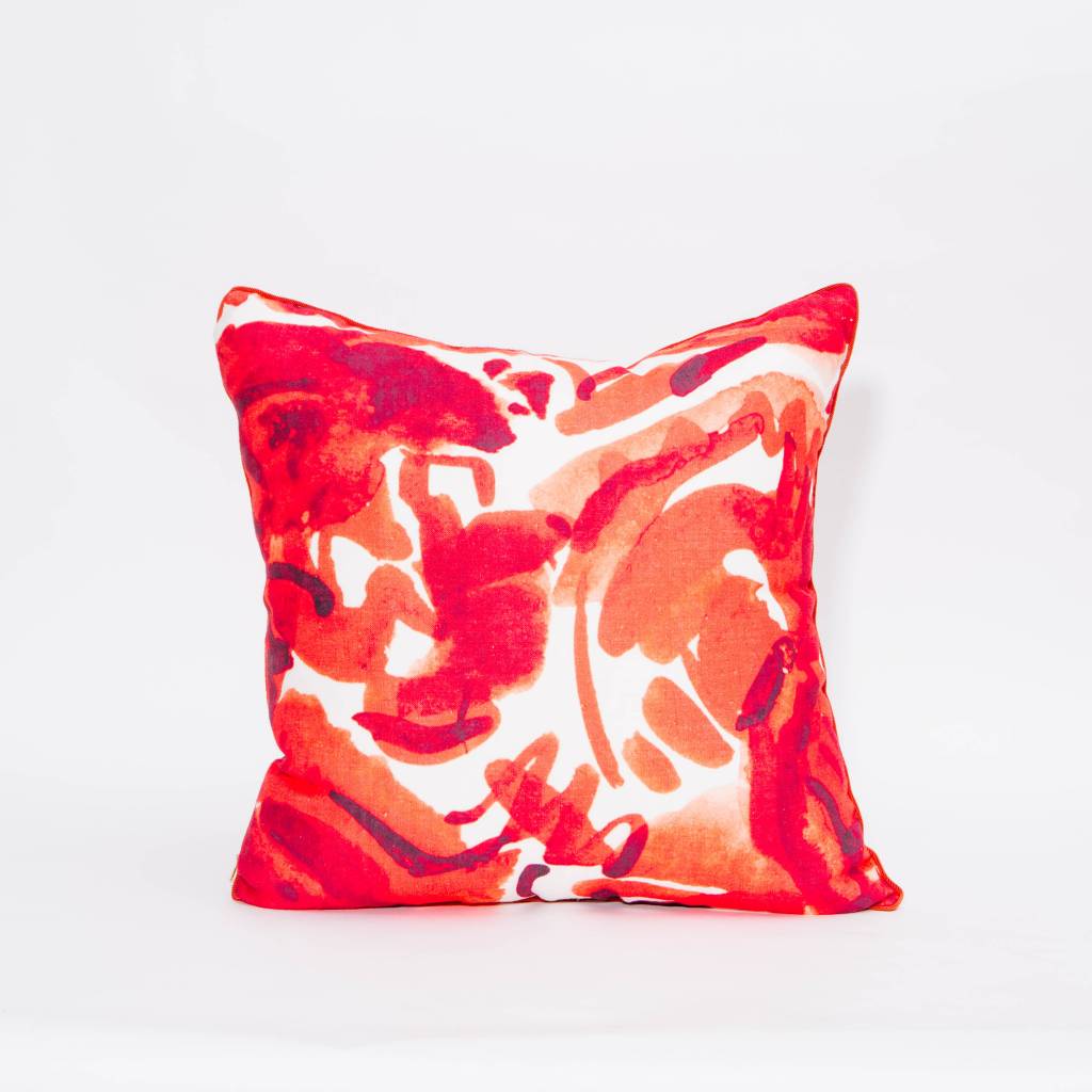 electra eggleston Havana Roja 22" Pillow with Red Twill Piping