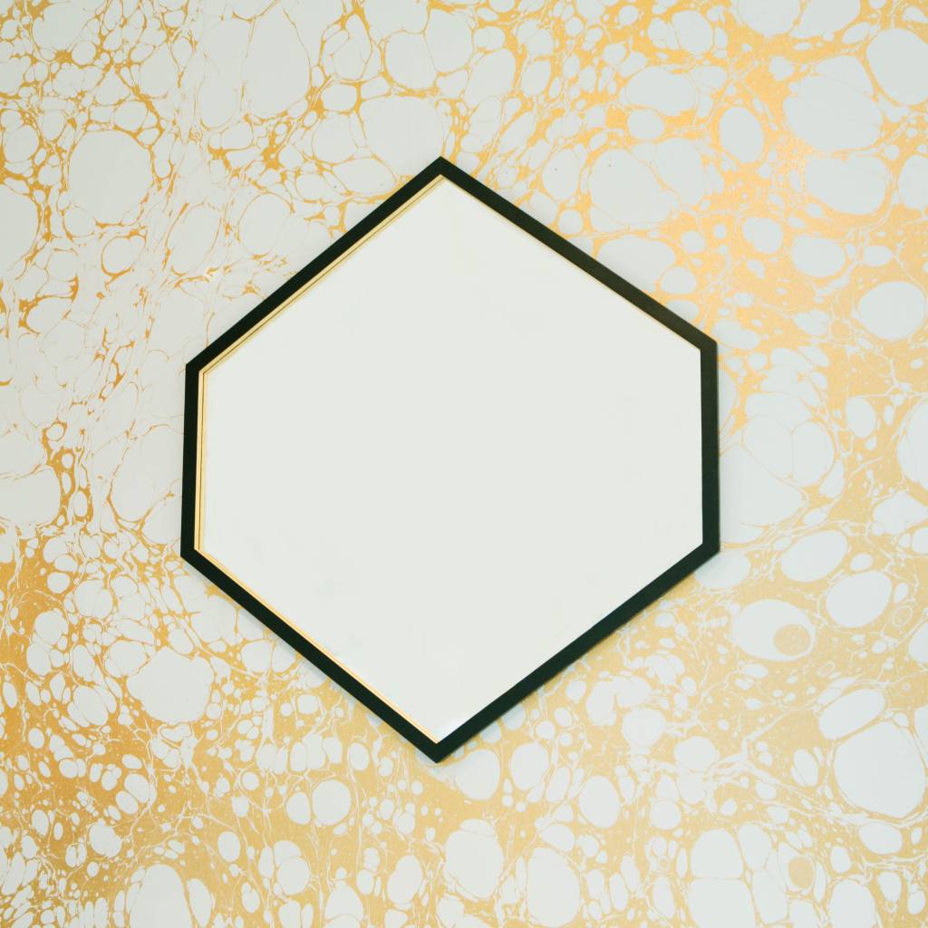 Alex Drew & No One "Hex" Mirror- Ebonized ash with 23K gold gilded edge detail with recessed mirror back