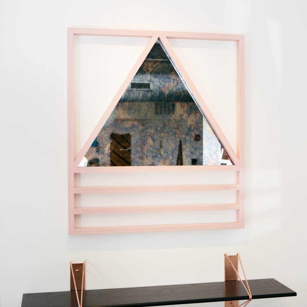 Alex Drew & No One Simplex Hydrangea Mirror, Pink Washed Ash & Antiqued Mirror