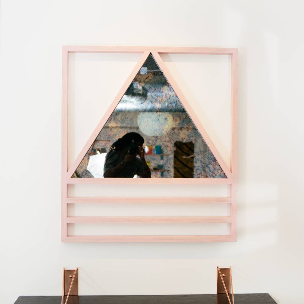 Alex Drew & No One Simplex Hydrangea Mirror, Pink Washed Ash & Antiqued Mirror