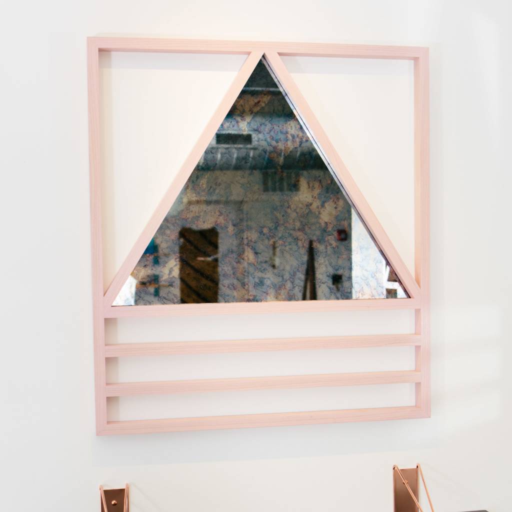 Alex Drew & No One Simplex Hydrangea Mirror, Pink Washed Ash & Antiqued Mirror