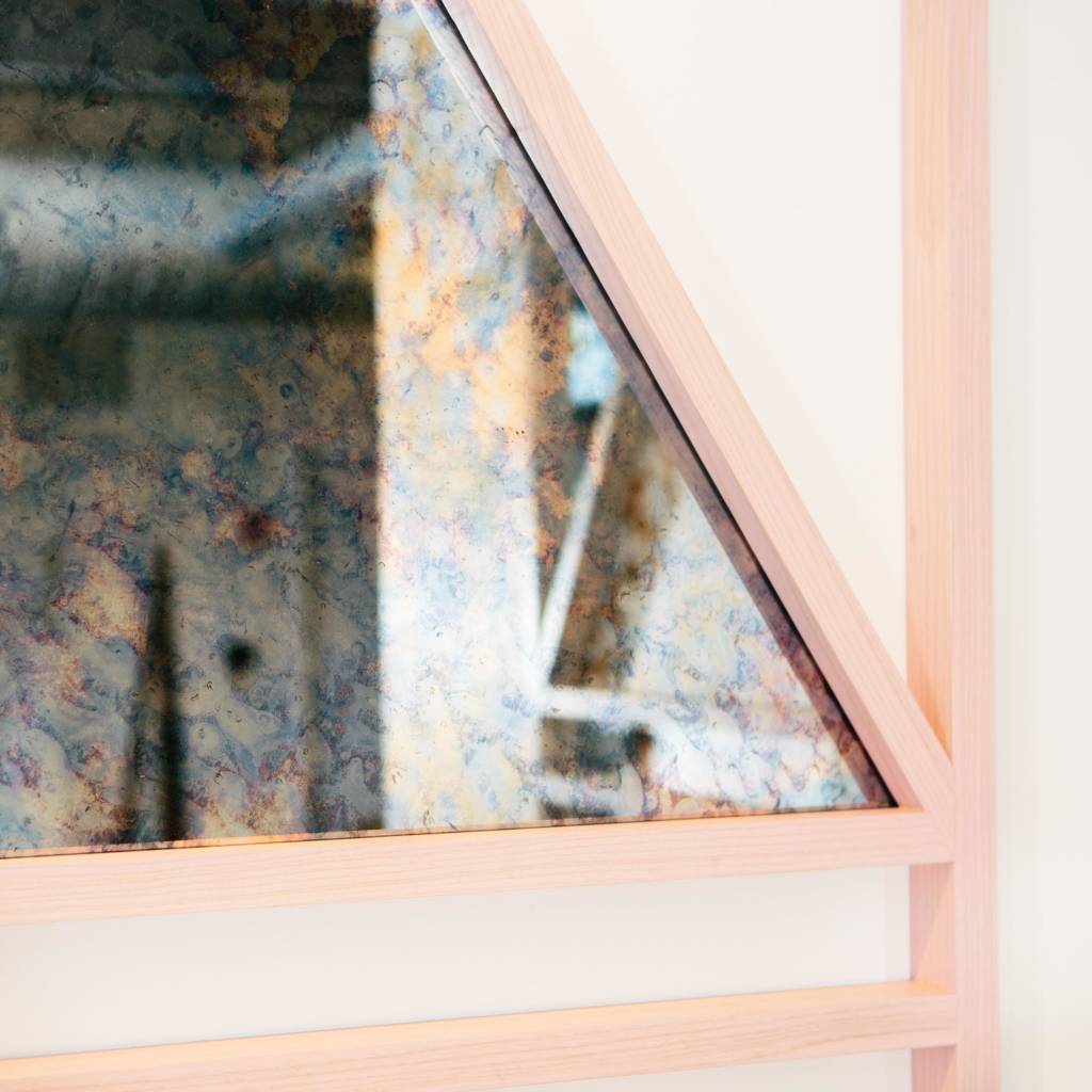 Alex Drew & No One Simplex Hydrangea Mirror, Pink Washed Ash & Antiqued Mirror