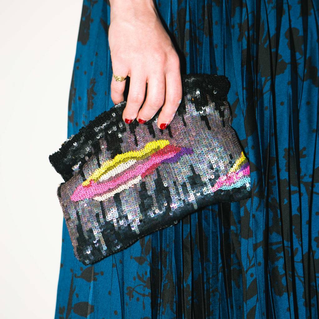 Floating Clouds Hand-Sequined Pouch