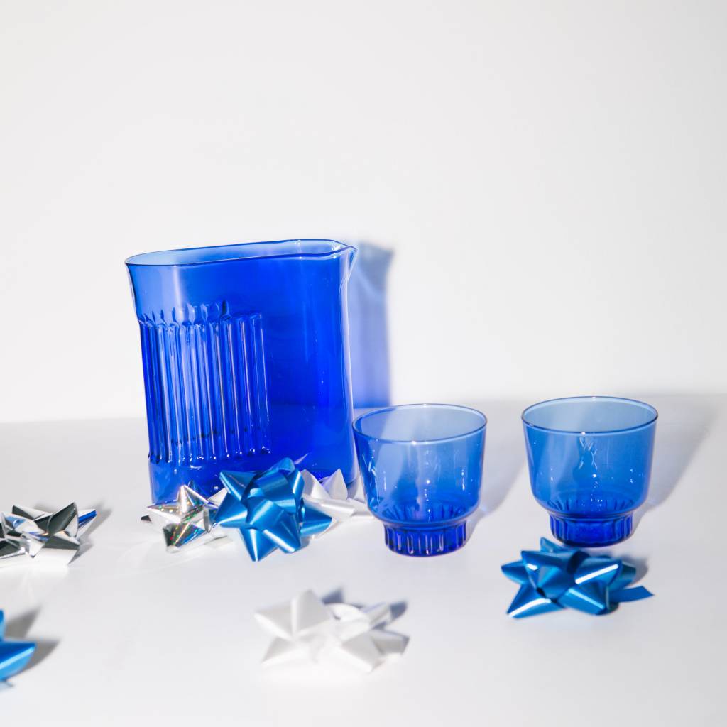Areaware Ridge Kitchen Glasses, Set of 2, Cobalt