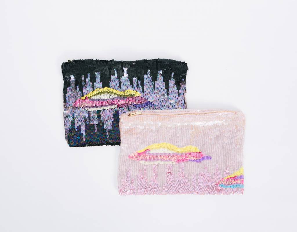 Floating Clouds Hand-Sequined Pouch
