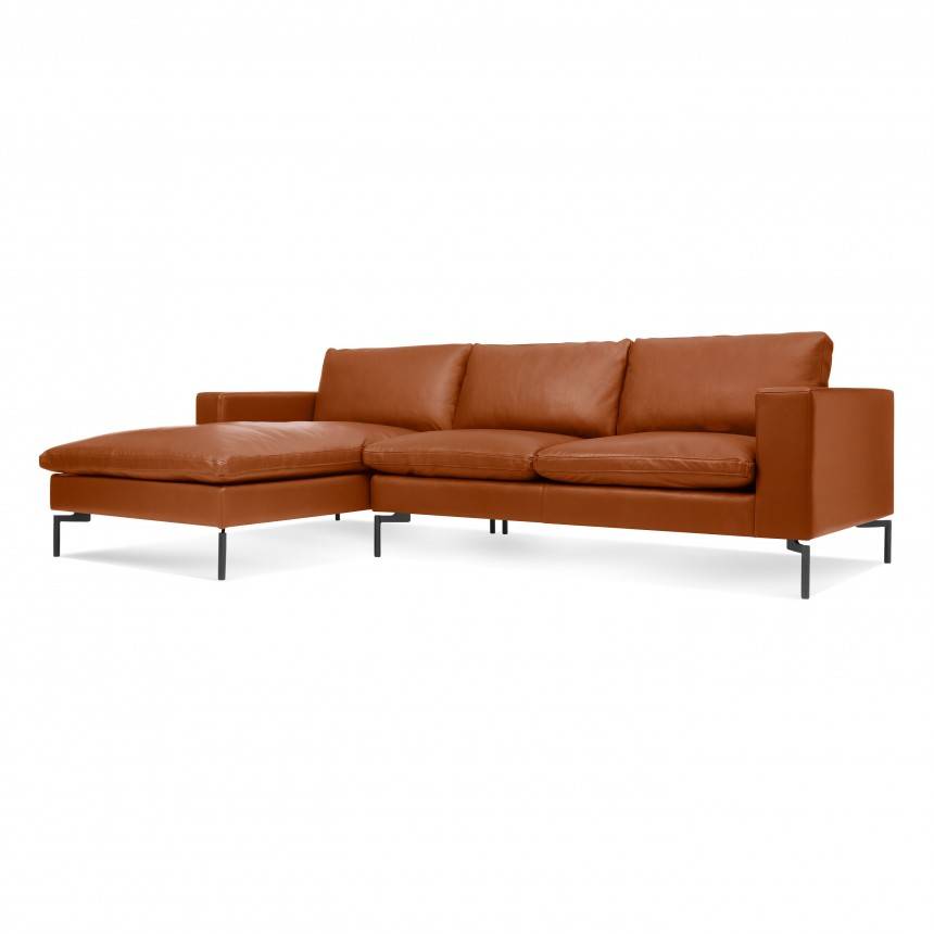 Blu Dot New Standard Sofa W/ Left Arm Chaise Leather