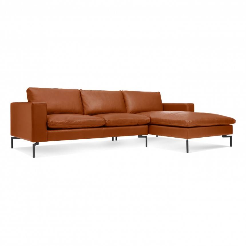 Blu Dot New Standard Sofa W/ Right Arm Chaise Leather