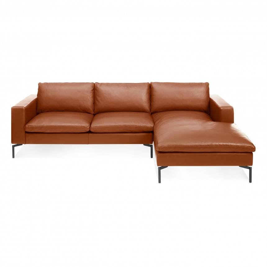 Blu Dot New Standard Sofa W/ Right Arm Chaise Leather