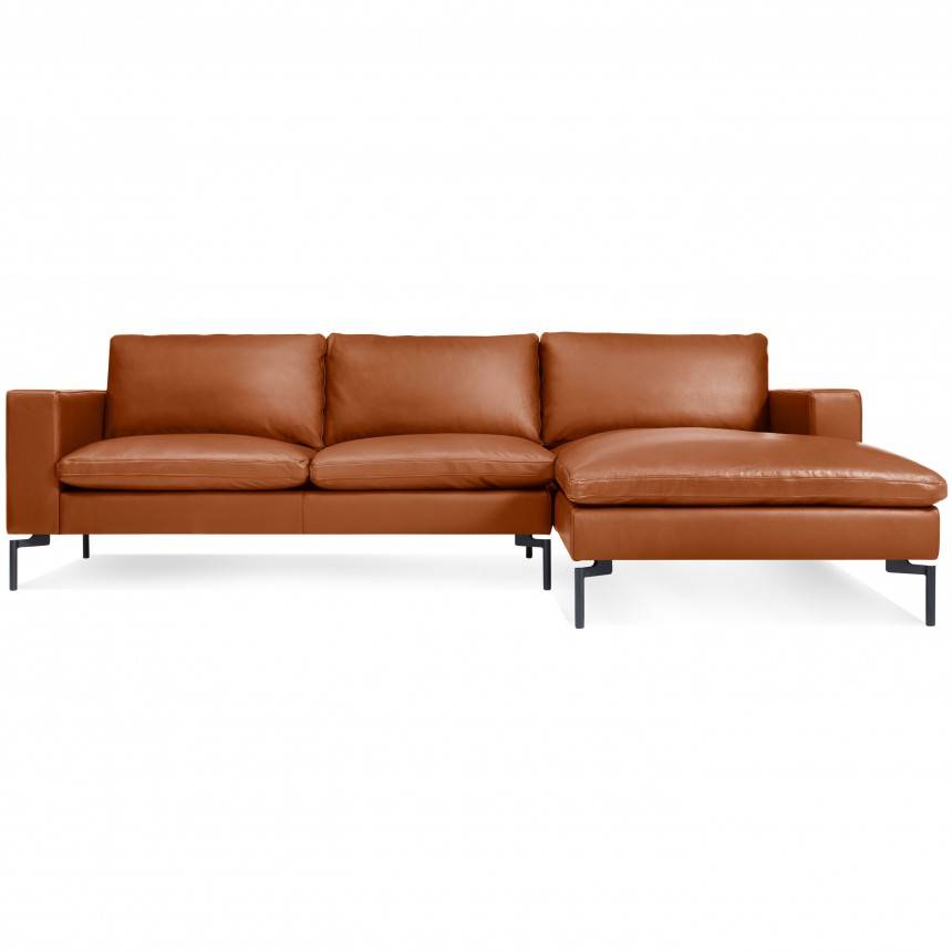 Blu Dot New Standard Sofa W/ Right Arm Chaise Leather