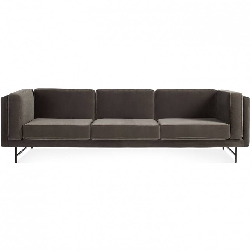 Blu Dot Bank Mink Velvet Sofa