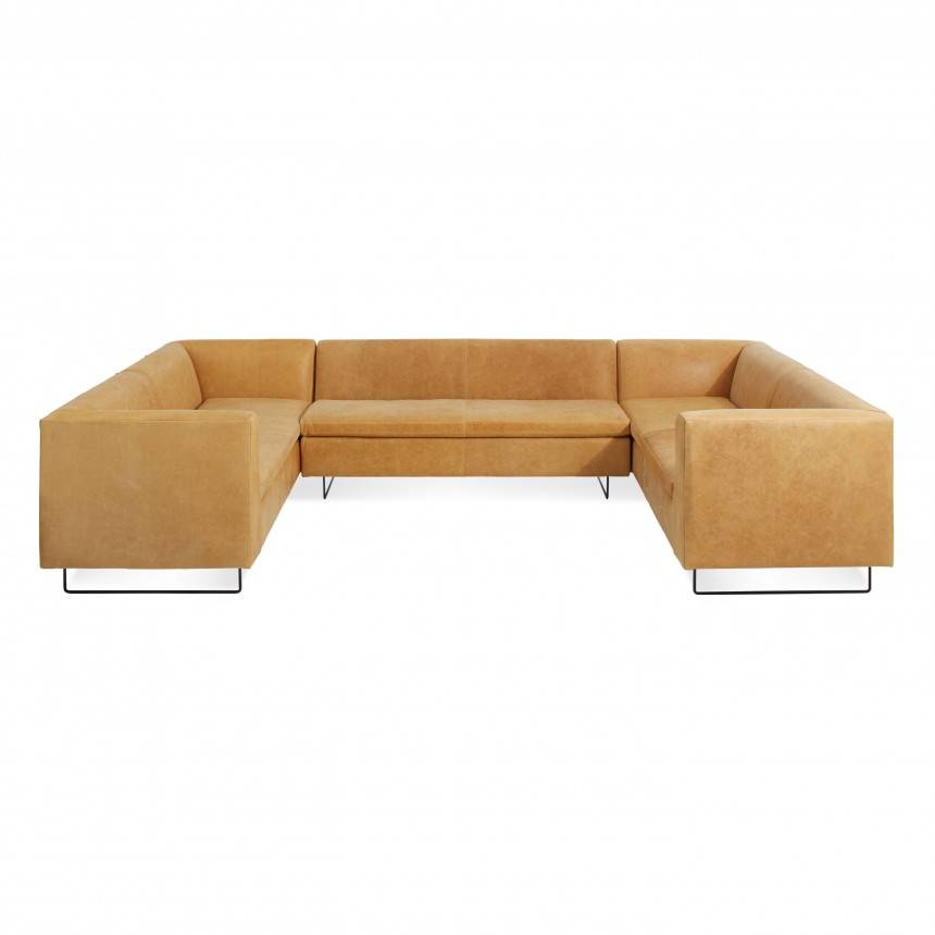 Blu Dot Bonnie and Clyde U-Shaped Leather Sectional Sofa