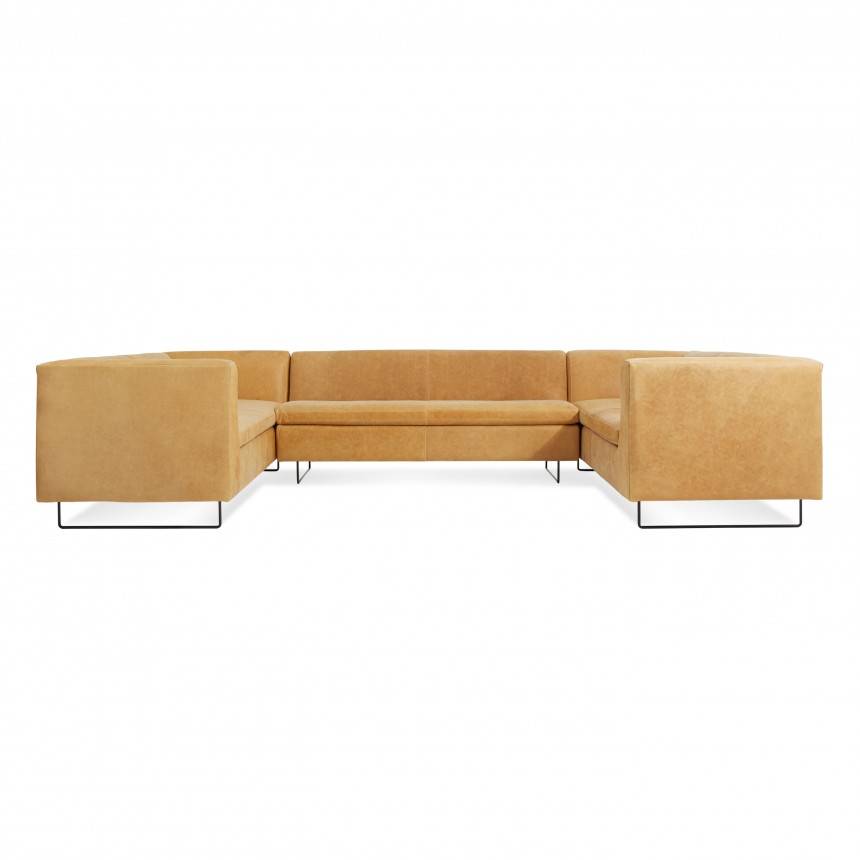 Blu Dot Bonnie and Clyde U-Shaped Leather Sectional Sofa