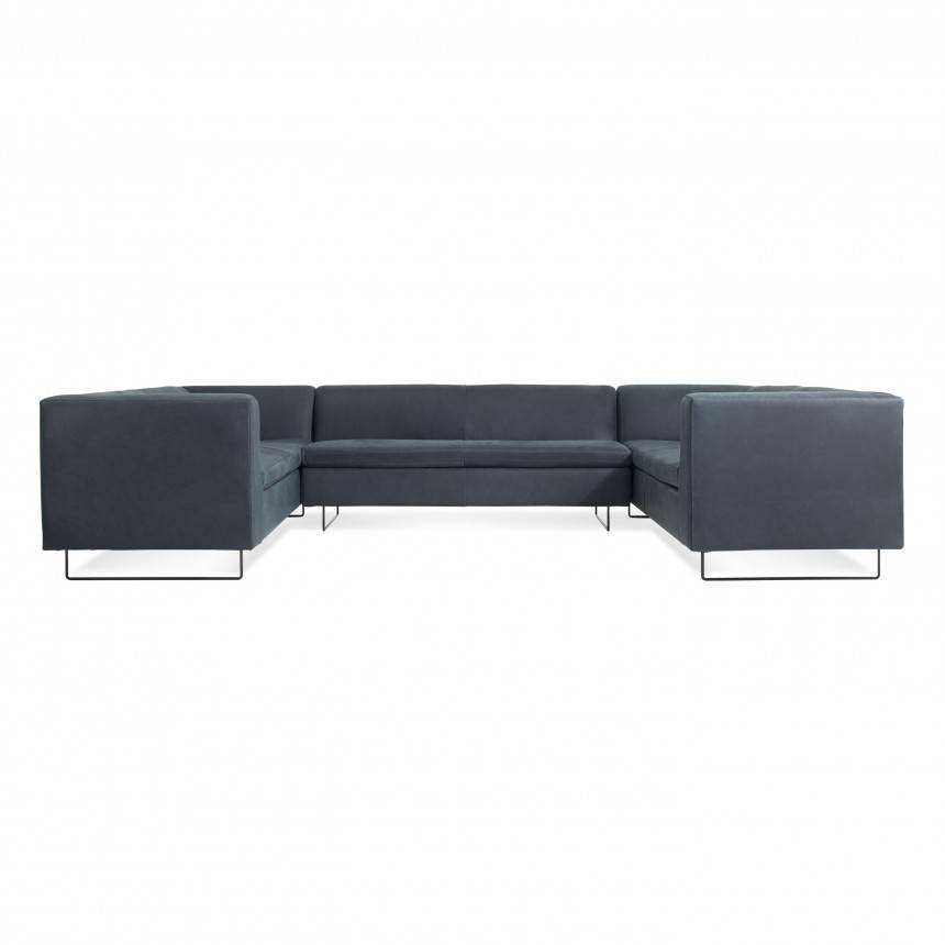 Blu Dot Bonnie and Clyde U-Shaped Leather Sectional Sofa