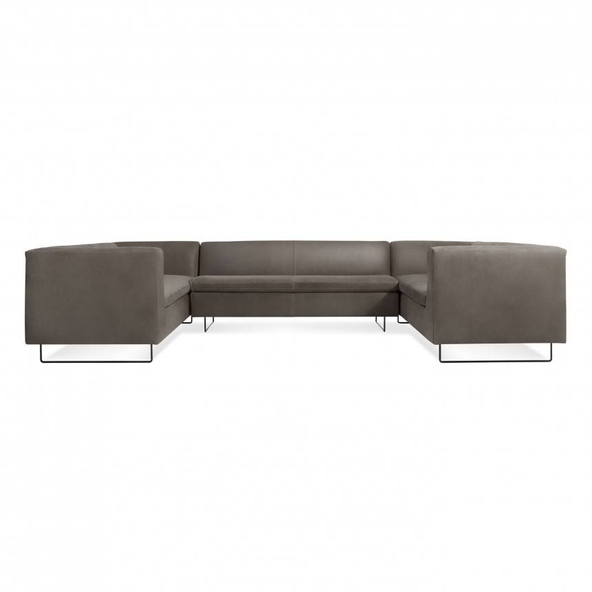 Blu Dot Bonnie and Clyde U-Shaped Leather Sectional Sofa