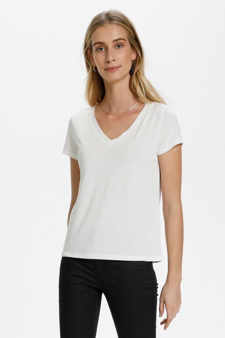 SOAKED IN LUXURY T-SHIRT V-NECK COLUMBINE - BLANC CASSÉ