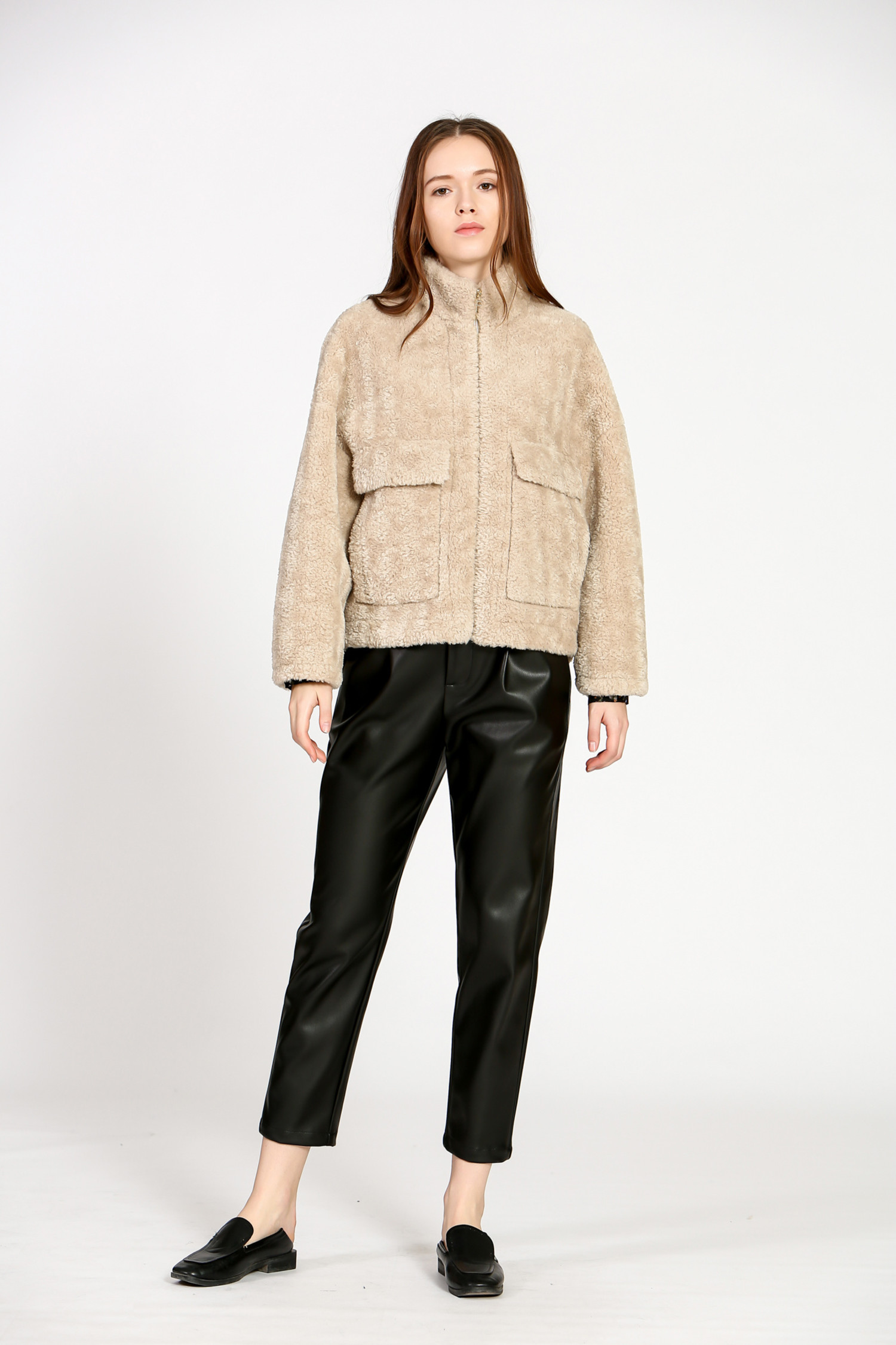 BLOUSON EN SHERPA BEIGE Boutique La Penderie