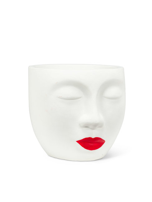 ABBOTT CACHE-POT FACE WITH LIPSTICK - BLANC