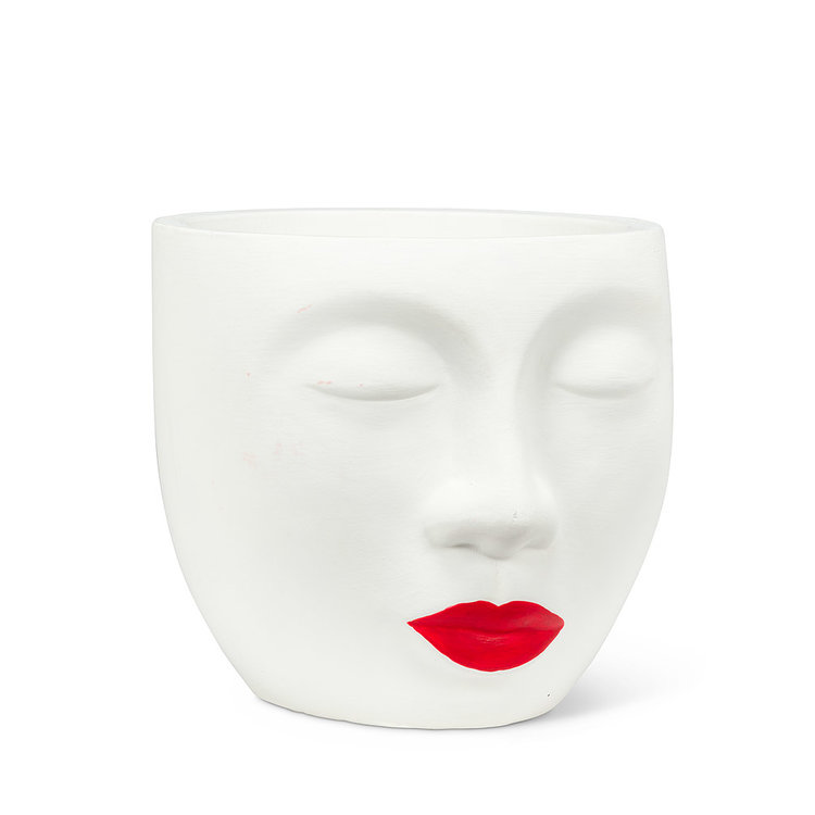 ABBOTT CACHE-POT FACE WITH LIPSTICK - BLANC
