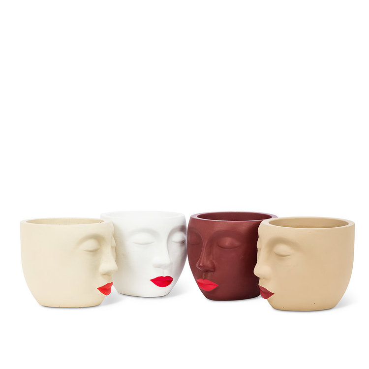 ABBOTT CACHE-POT FACE WITH LIPSTICK - BLANC