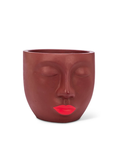 ABBOTT CACHE-POT FACE WITH LIPSTICK - BRUN