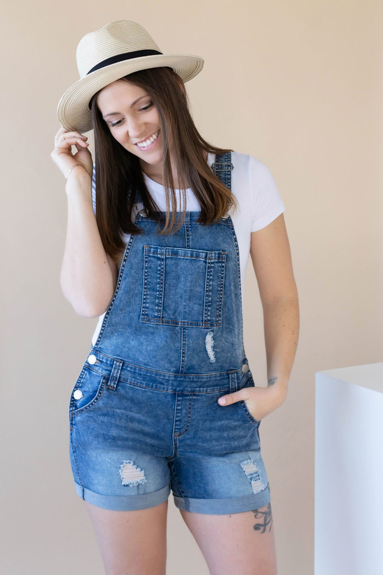 ROSE MATERNITÉ SHORT SALOPETTE - DENIM