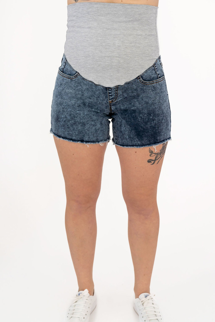 ROSE MATERNITÉ SHORTS AVEC FRANGES - DENIM