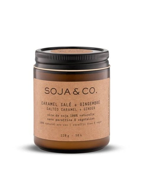 SOJA & CO CHANDELE 8OZ - CARAMEL SALÉ & GINGEMBRE
