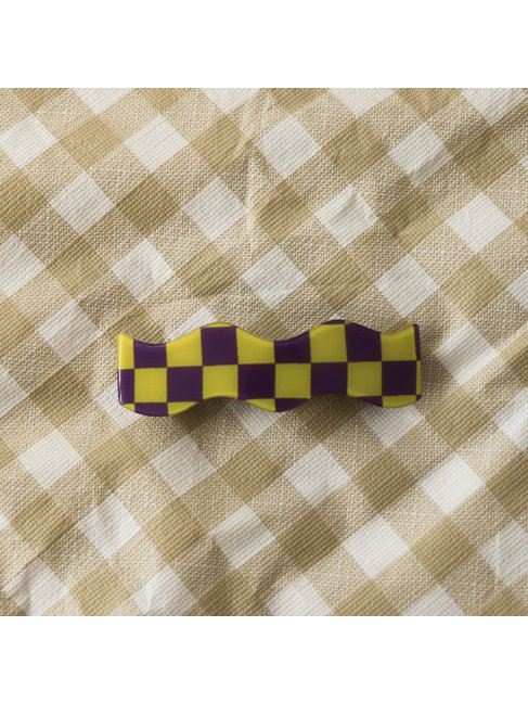 HORACE JEWELRY BARRETTE DAMIERO - MAUVE ET JAUNE