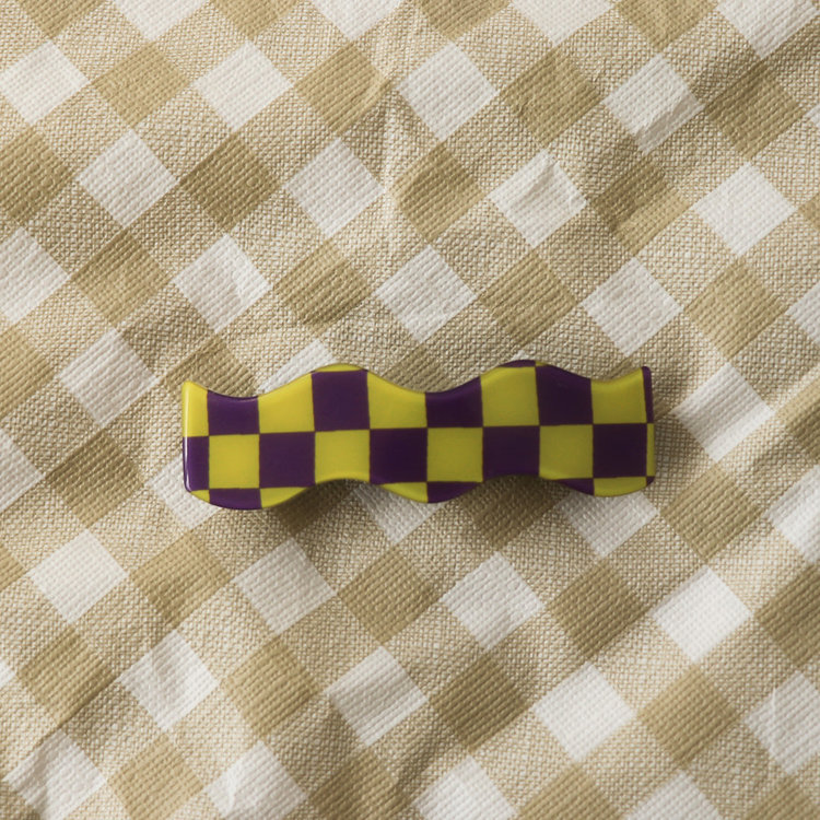 HORACE JEWELRY BARRETTE DAMIERO - MAUVE ET JAUNE