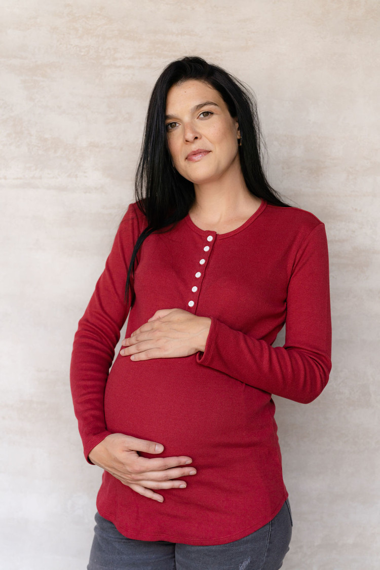 ROSE MATERNITÉ CHANDAIL MANCHES LONGUES TALIA - FRAISE